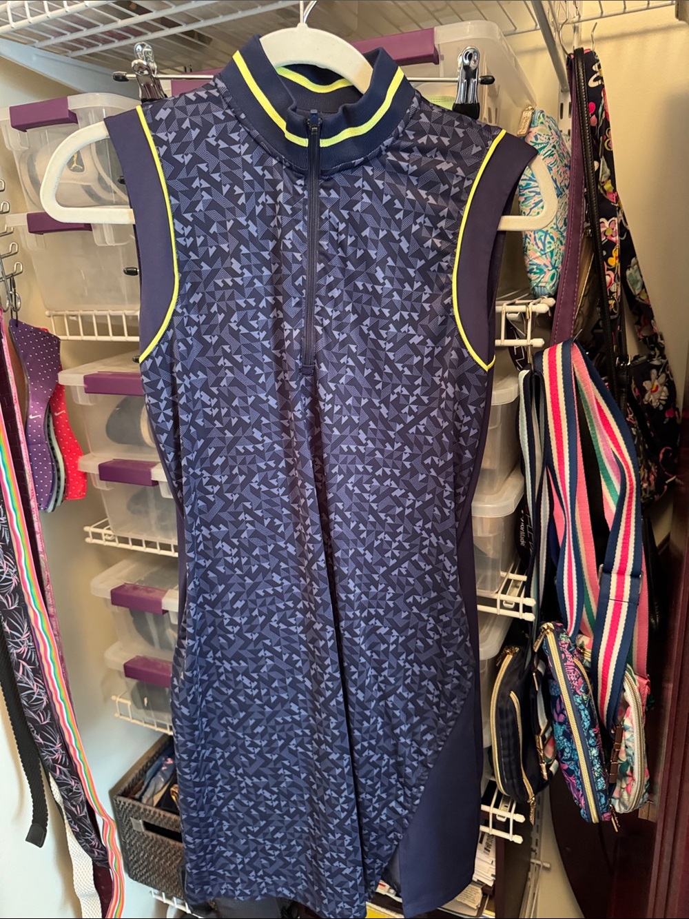 Callaway Navy and Yellow Patterned Golf Polo